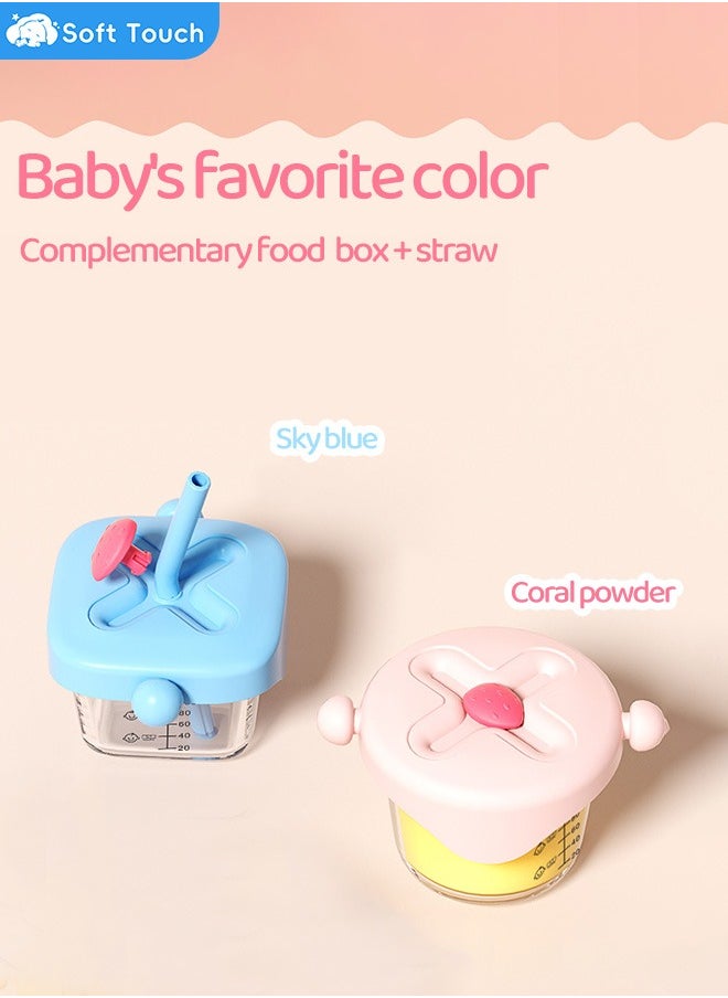 Soft Touch Baby Bullet Jars With Lids Food Box Silicone Straw Cup Portable Transparent Glass Sippy Cup  - Image 3
