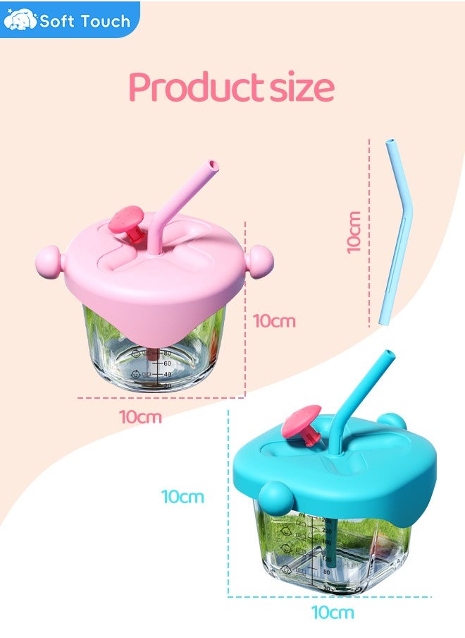 Soft Touch Baby Bullet Jars With Lids Food Box Silicone Straw Cup Portable Transparent Glass Sippy Cup  - Image 2