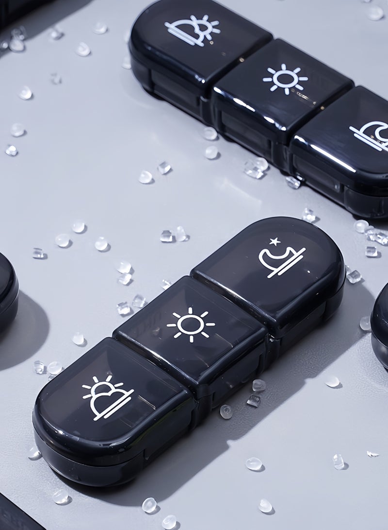 Portable Travel Pill Box 7 Day with Large Compartments,Weekly Pill Organizer 3 Times A Day,Portable Travel Pill Case for Vitamins,Medicine, Fish Oils,Supplements(Black) - Image 3