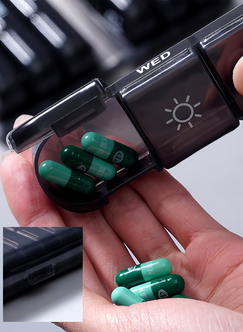 Portable Travel Pill Box 7 Day with Large Compartments,Weekly Pill Organizer 3 Times A Day,Portable Travel Pill Case for Vitamins,Medicine, Fish Oils,Supplements(Black) - Image 5