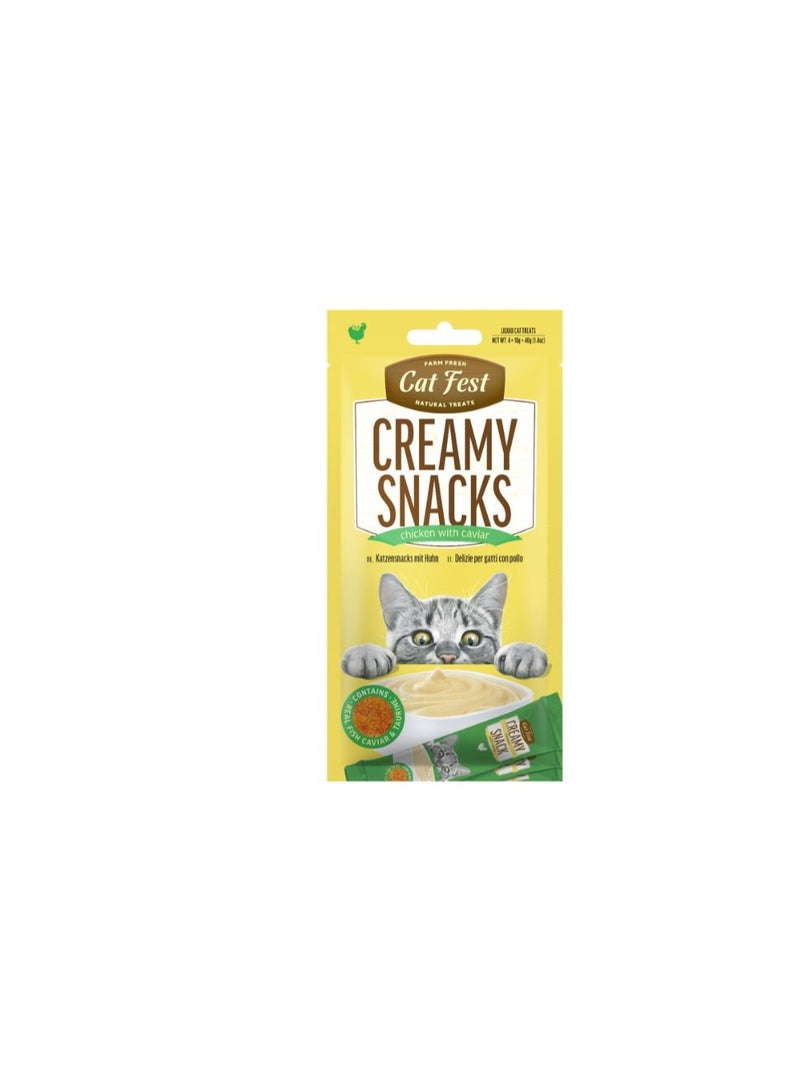 Cat Fest Creamy Cat Treats 4x10g – Chicken & Caviar Flavor | Soft, Nutritious Snack - Image 1
