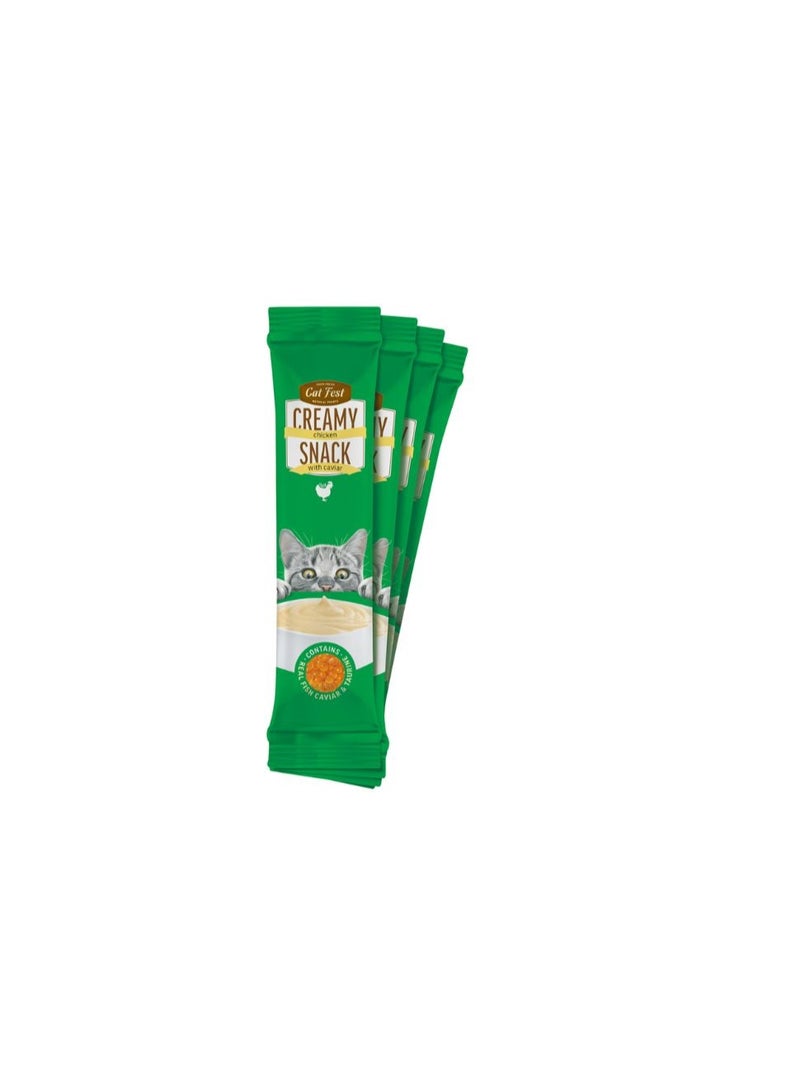 Cat Fest Creamy Cat Treats 4x10g – Chicken & Caviar Flavor | Soft, Nutritious Snack - Image 3