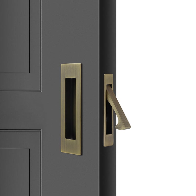 Dontay Sliding Pocket Door Handles 304 Stainless Steel Non Locking Pocket Door Hardware Recessed Flush Finger Pulls Heavy Duty Edge Pull 1 Set Antique Brass 472 Inch - Image 2