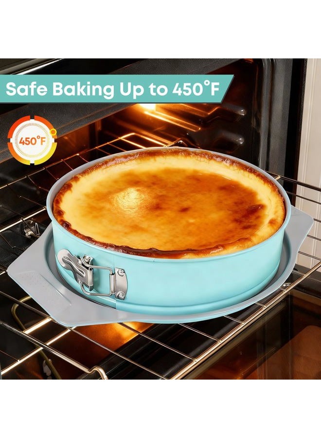 Spmarkt 10 Inch Springform Cake Pan, Leakproof Groove & Wide Grip Handles, Aluminized Nonstick Cheesecake Pan with Removable Bottom & Latch, Round Baking Pan for Cheesecake, Mousse, Torte, Quiche - Image 5