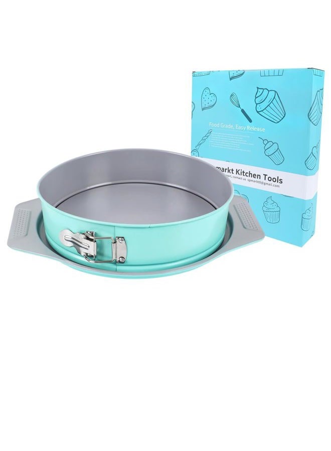Spmarkt 10 Inch Springform Cake Pan, Leakproof Groove & Wide Grip Handles, Aluminized Nonstick Cheesecake Pan with Removable Bottom & Latch, Round Baking Pan for Cheesecake, Mousse, Torte, Quiche - Image 1