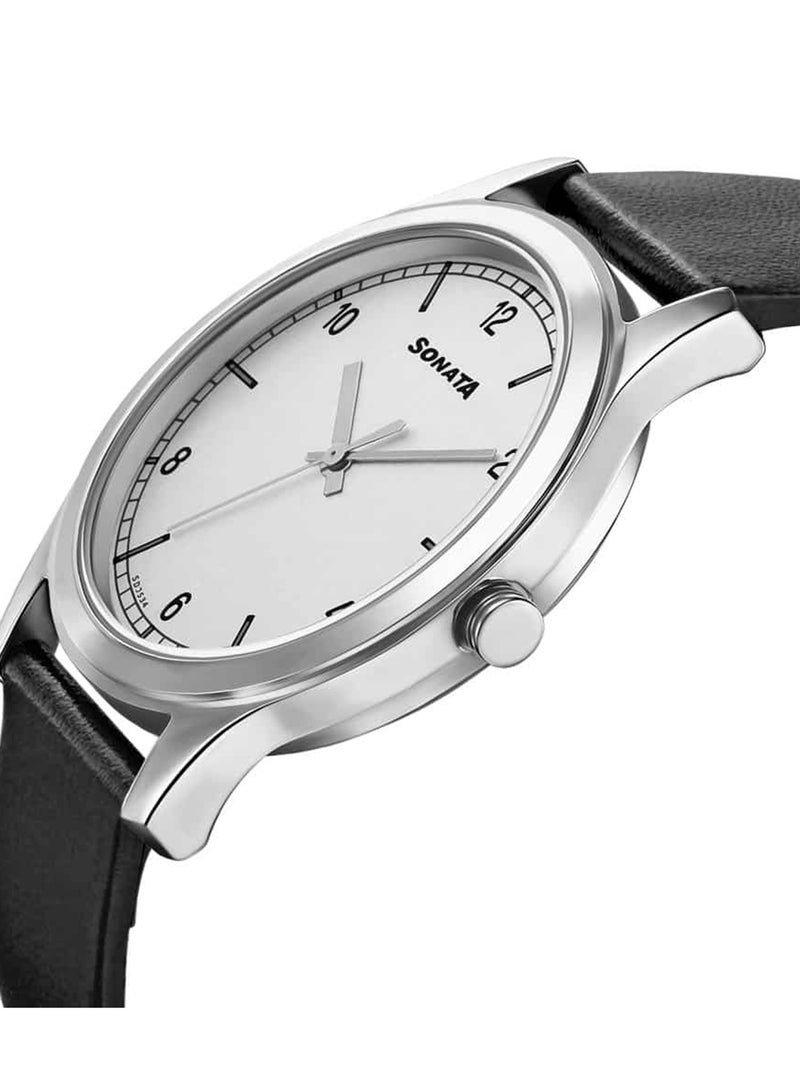 سوناتا ساعة يد جلدية للرجال بتصميم دائري تناظري  -  مم - Image 3