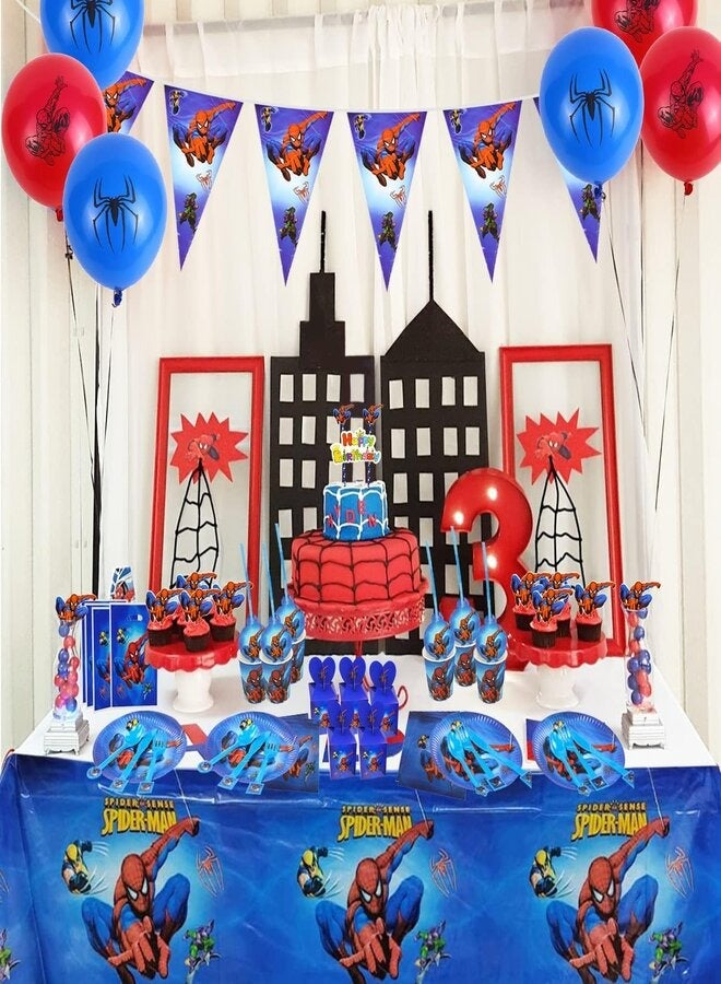 جو فور شوب 151 قطعة من عبوات تزيين حفلات عيد ميلاد سبايدرمان لـ 10 ضيوف، تصميم حفلات الأطفال والأولاد - Image 4