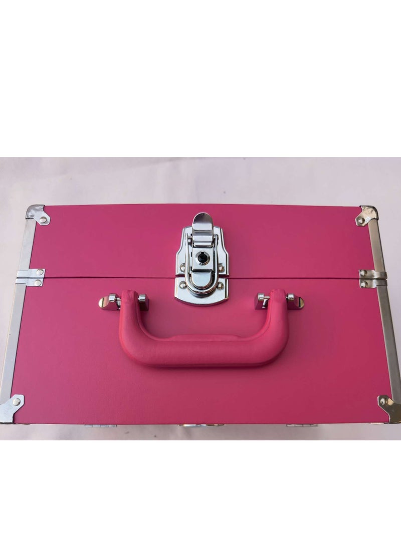 صن رايز حقيبة قطار مكياج معدنية من الجلد PVC مع 4 صواني - Image 3