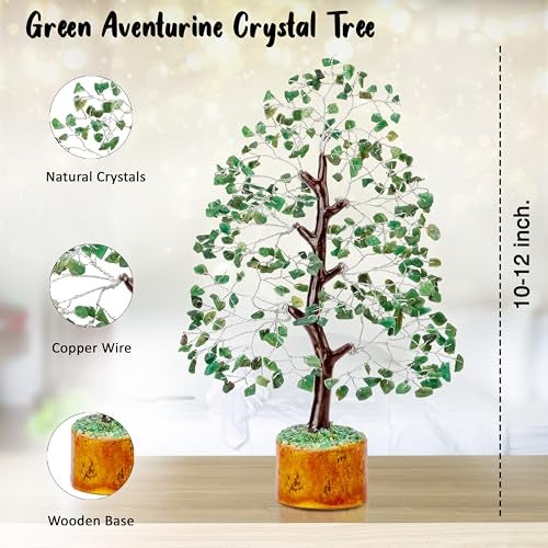 Crocon Green Aventurine Gemstone Tree Feng Shui Figurine Money Bonsai Chakra Balancing Good Luck Reiki Healing Crystals Decoration Ornament Sculpture Prosperity Table Decor Gift Size 10-12" - Image 3