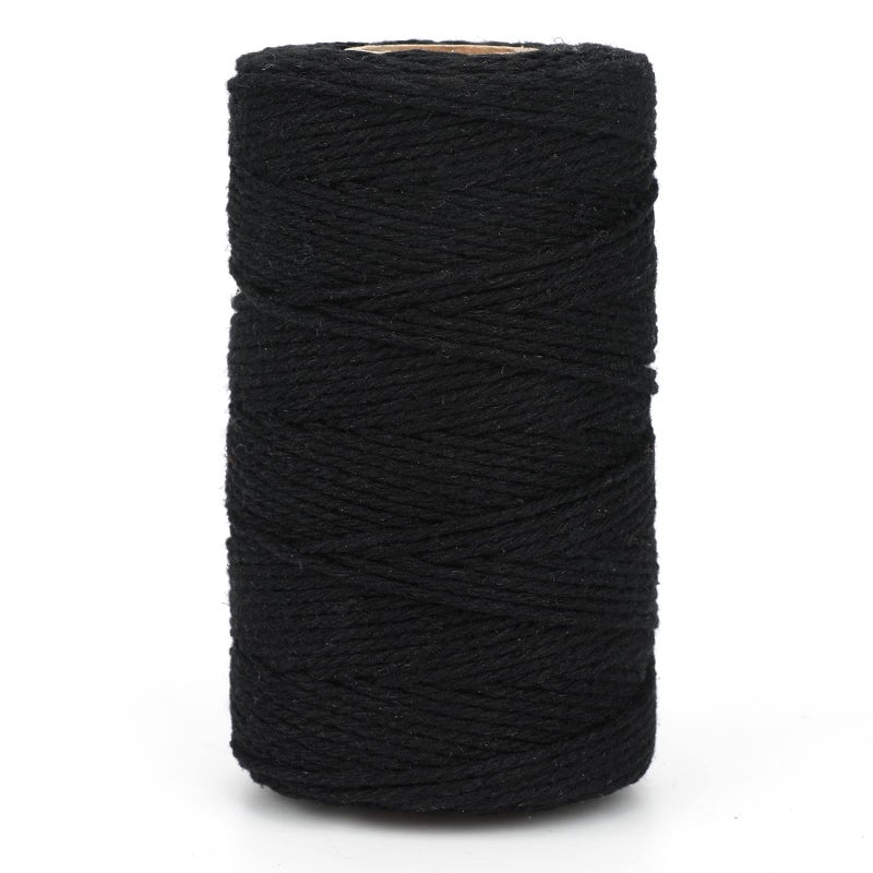 G2PLUS Black String 2MM 328 Feet Natural Cotton String for Crafts Black Cotton Bakers Twine String Packing String for Gift Wrapping DIY Arts and Crafts Halloween Christmas Decor