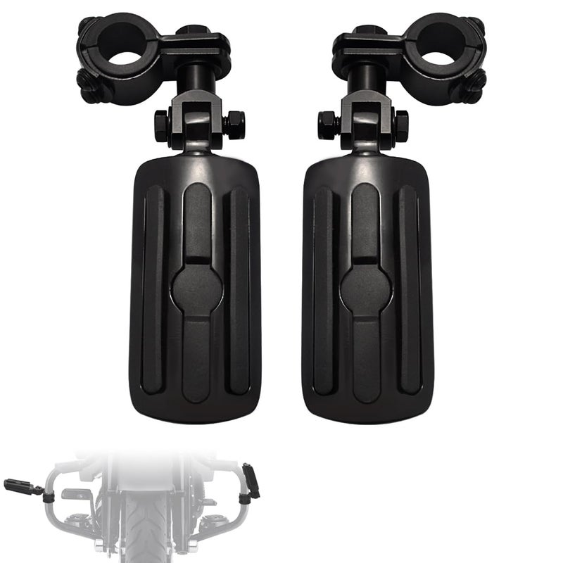 FOVPLUE 1125Highway Footpegs Adjustable Highway Peg w 3Piece Clamp for Harley Touring Softail Dyna Sportster models w25mm32mm Engine GuardTubingBlack1