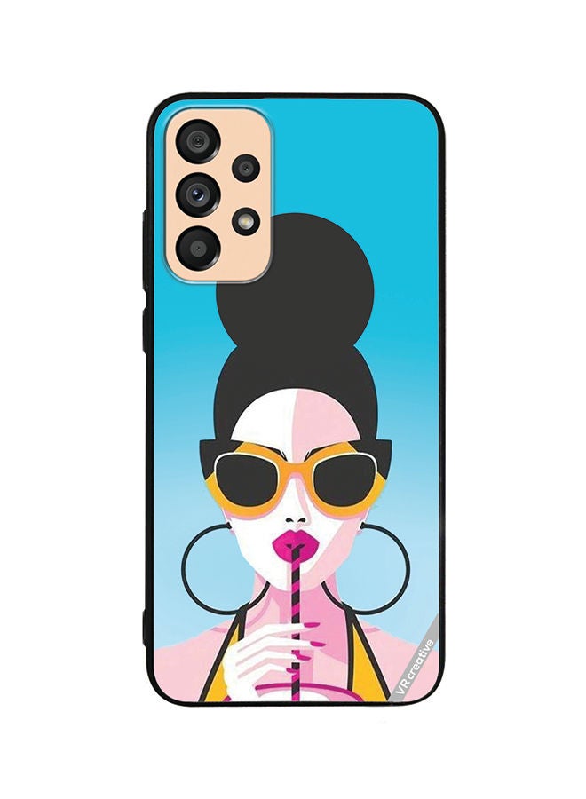 VR CREATIVE Protective Case Cover For Samsung Galaxy A72 Girl Having Drink Design Multicolour - Image 1