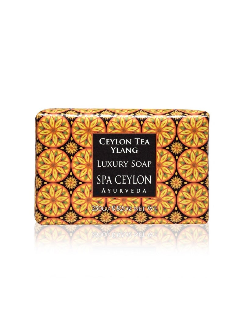 SPA CEYLON Ceylon Tea Ylang Luxury Soap | Luxuriously Creamy Natural Cleanser | Hydrating | Paraben Free | 100% Vegetarian | Suitable for all skin types | 250g - Image 1