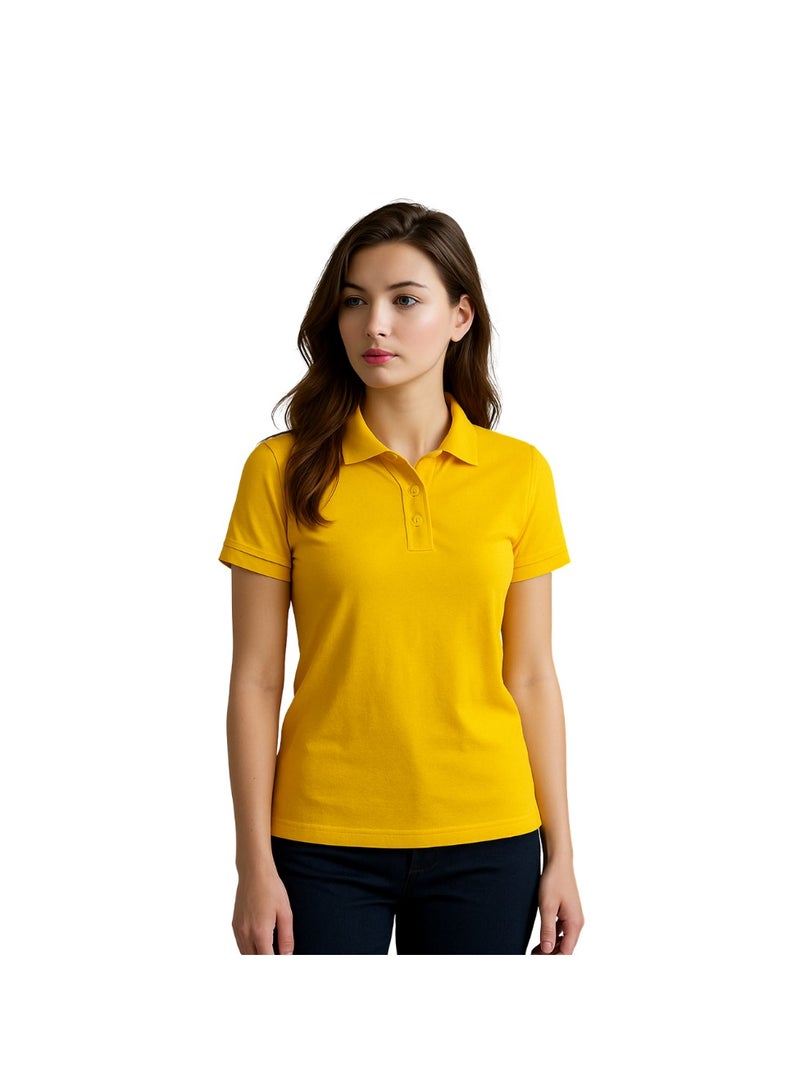 برينت شوب فور مي تي شيرت بولو جولف نسائي بقصّة عادية وأكمام قصيرة من القطن الخالص، 220 جرام لكل متر مربع، ألوان أساسية - Image 2