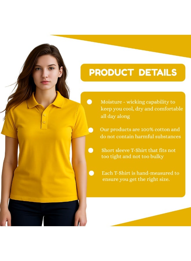 برينت شوب فور مي تي شيرت بولو جولف نسائي بقصّة عادية وأكمام قصيرة من القطن الخالص، 220 جرام لكل متر مربع، ألوان أساسية - Image 3