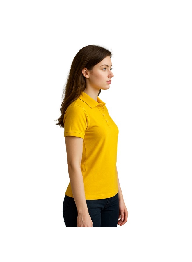 برينت شوب فور مي تي شيرت بولو جولف نسائي بقصّة عادية وأكمام قصيرة من القطن الخالص، 220 جرام لكل متر مربع، ألوان أساسية - Image 4