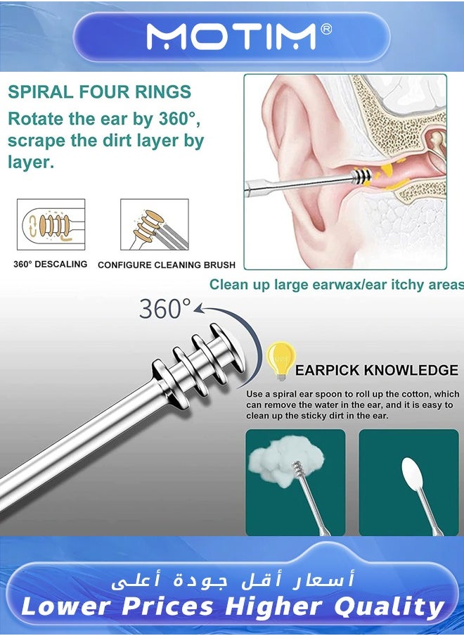 Motim 22 in 1 Ear Wax Removal Kits Ear Cleansing Tool Set Stainless Steel Ear Wax Remover with Storage Box Set for Children & Adults  - Image 4