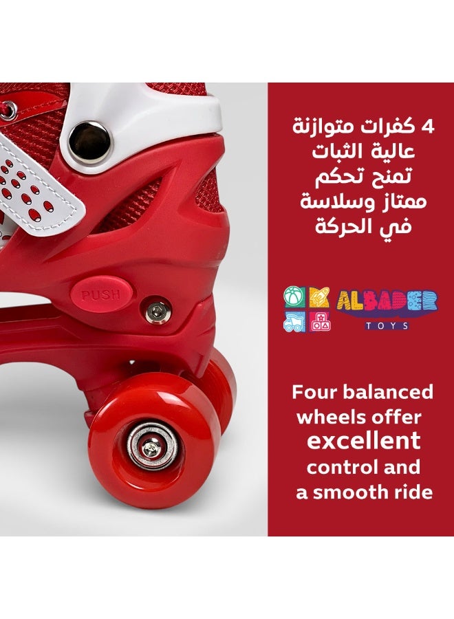AL BADER ALBADER Adjustable 4-Wheel Roller Skates for Kids, Teens and Adults, Quad Skate Shoes with Front Brake, Secure Laces and Buckles, Comfortable Padding, Durable Frame, Skates - Red - Image 5