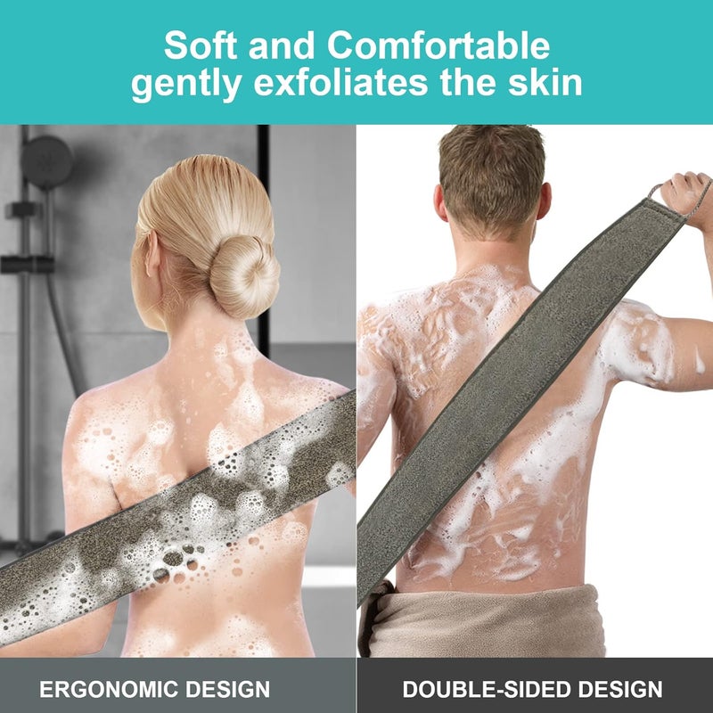 WOBEVB Loofah Back Scrubber 354 Inch Exfoliating Back Scrubber for Bath Shower Scrubber for Men and Women Luffa Scrubber to Deep Clean Your Skin with Hair Shampoo Brush and Wall Hook - Image 5