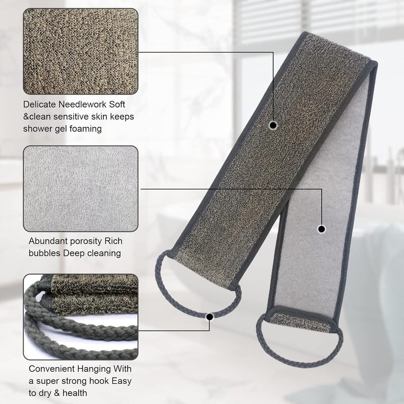 WOBEVB Loofah Back Scrubber 354 Inch Exfoliating Back Scrubber for Bath Shower Scrubber for Men and Women Luffa Scrubber to Deep Clean Your Skin with Hair Shampoo Brush and Wall Hook - Image 4