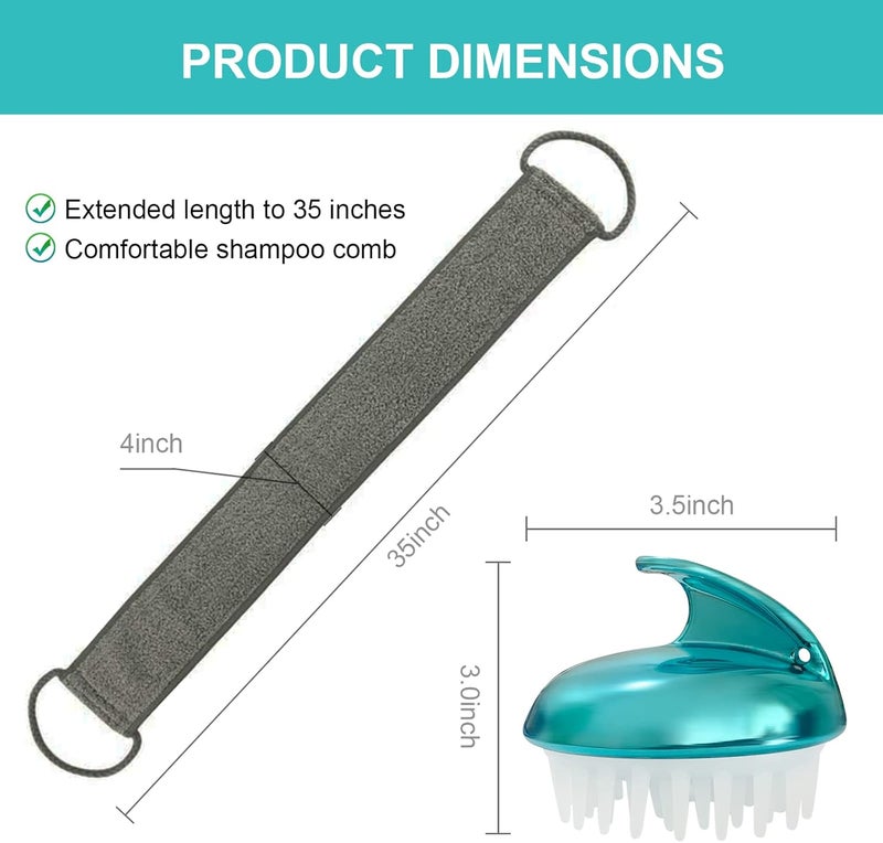 WOBEVB Loofah Back Scrubber 354 Inch Exfoliating Back Scrubber for Bath Shower Scrubber for Men and Women Luffa Scrubber to Deep Clean Your Skin with Hair Shampoo Brush and Wall Hook - Image 2