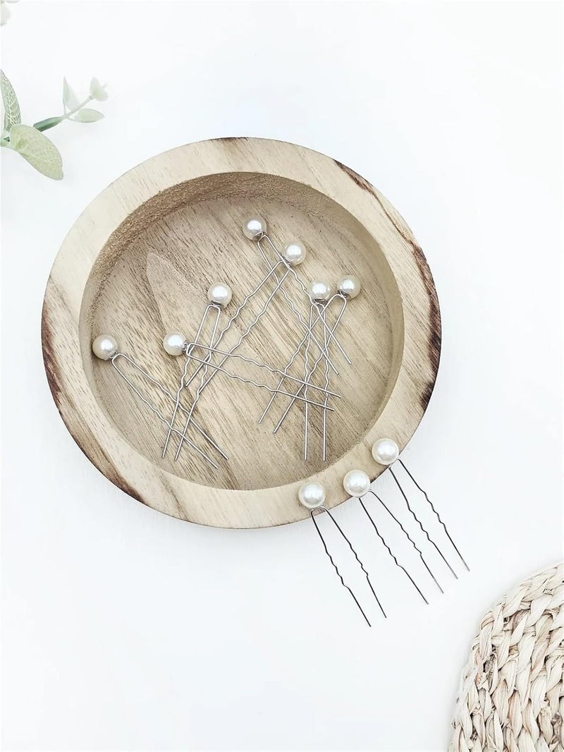 Pearl Bobby Pins 100-piece set of white pearl U-shaped hair pins, retro, elegant and premium hair accessories for women's daily use - Image 2