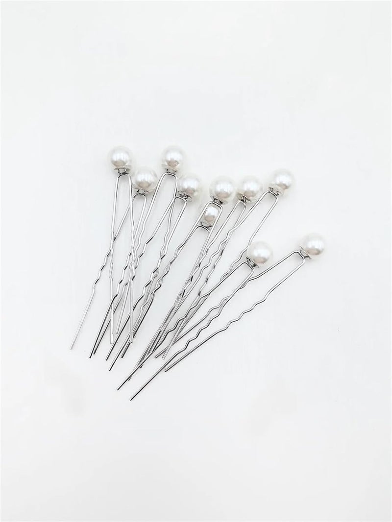Pearl Bobby Pins 100-piece set of white pearl U-shaped hair pins, retro, elegant and premium hair accessories for women's daily use - Image 4