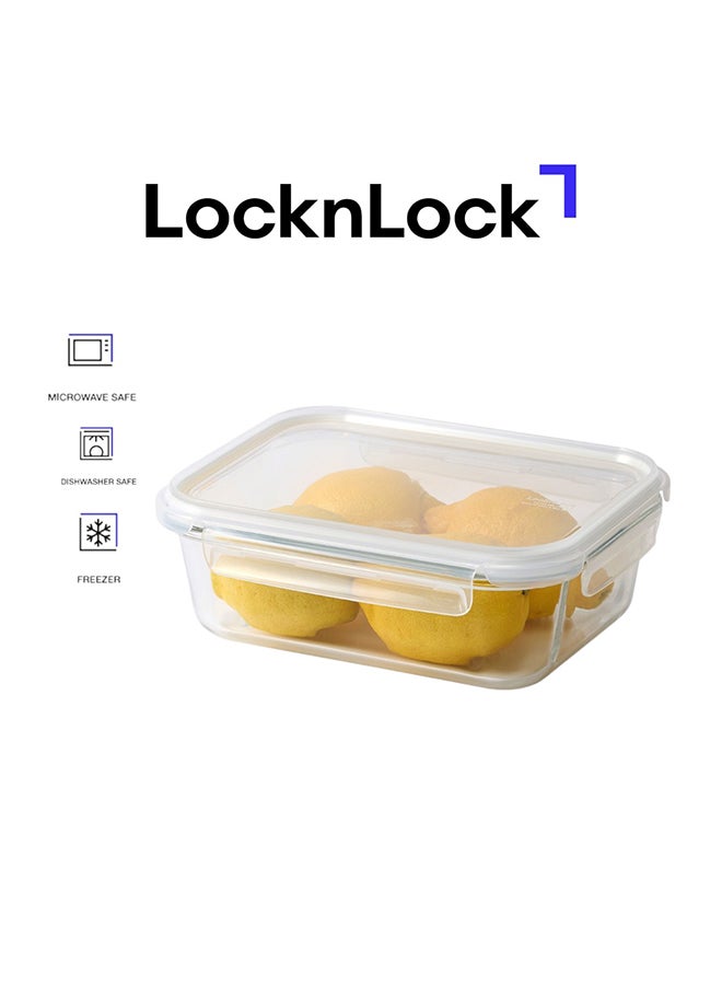LocknLock حاوية طعام زجاجية مستطيلة مقاس 1.5 لتر من لوكن لوك قابلة للتكديس، محكمة الإغلاق مع غطاء قفل من 4 جوانب، آمنة للاستخدام في الميكروويف، الفريزر وغسالة الصحون، تخزين زجاجي قابل للتكديس لتحضير الوجبات وبقايا الطعام - Image 1