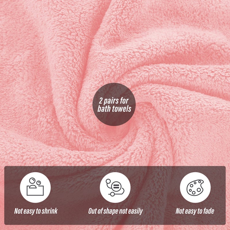 MOONQUEEN 2 Pack Premium Bath Towel Set - Quick Drying - Microfiber Coral Velvet Highly Absorbent Towels - Multipurpose Use as Bath Fitness, Bathroom, Shower, Sports, Yoga Towel (Pink) - Image 4