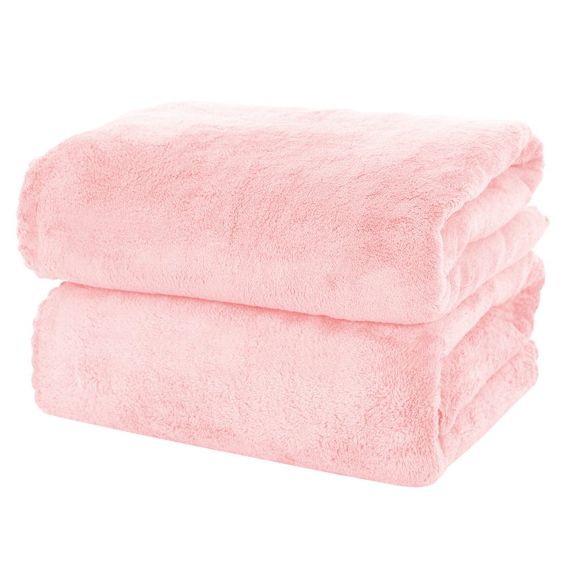 MOONQUEEN 2 Pack Premium Bath Towel Set - Quick Drying - Microfiber Coral Velvet Highly Absorbent Towels - Multipurpose Use as Bath Fitness, Bathroom, Shower, Sports, Yoga Towel (Pink) - Image 1