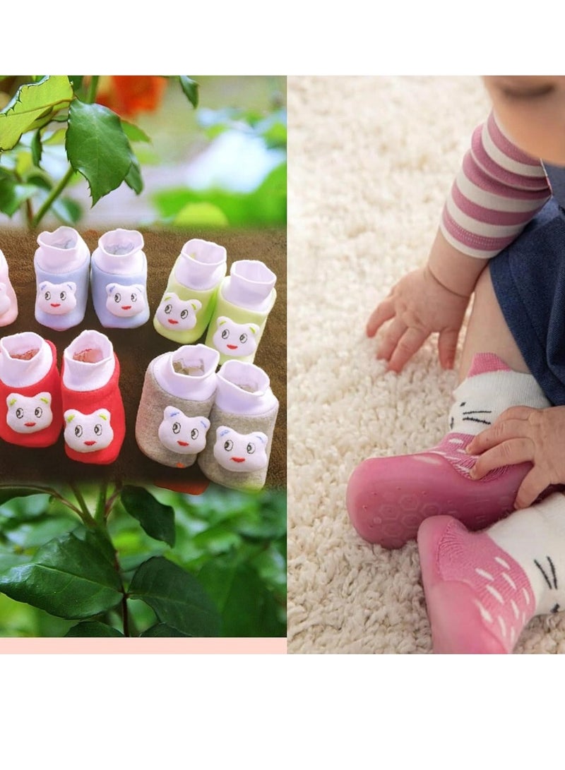 زوج واحد من جوارب بيبي  بألوان مميزة للأطفال  مصمم بعناية ناعم على قدم الطفل ولين لسهولة الحركة الوان متعددة - Image 4