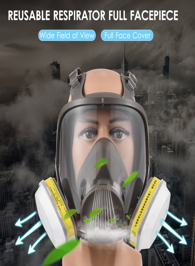 Reusable Respirator Full Facepiece 6800 Gas Mask Breathing Protection Full Face Cover Wide Field of View for Painting Organic Vapor Welding Polishing Woodworking and Other Work Protection - Image 2