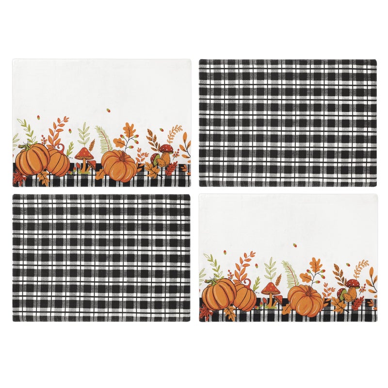 Folkulture Placemat 13 x19 100 Cotton Fall Placemats Set of 4 Woven Heat Resistant Black and Orange Placemat for Table Decor Boho Table Mats for Fall Decorations for Home