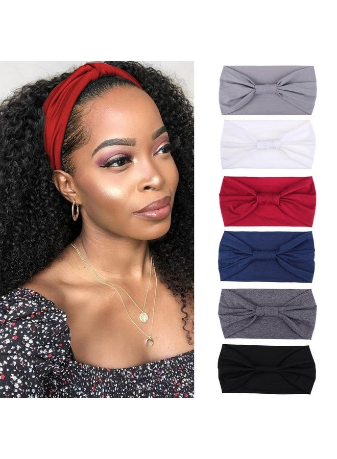 Xtrend Wide Headbands For Women Non Slip Fashion Stretch Headband Boho Head Bands Women'S Hair Band Turban Sports Hairband Girls Accessories 6 Pcs（Black, Dark Gray, Navy Blue, Red, White, Light Gray） - Image 1