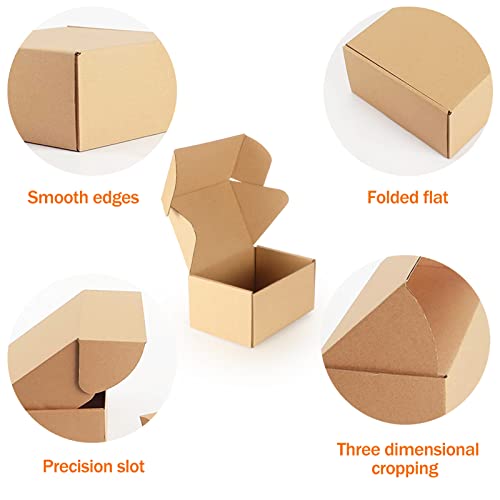 PHAREGE 6x4x3 inch Shipping Boxes Bulk 50 Pack Brown, Tab Lock Tuck Top Mailer Boxes for Packaging Small Business, Small Cardboard Gift Boxes for Wrapping Mailing Present - Image 5