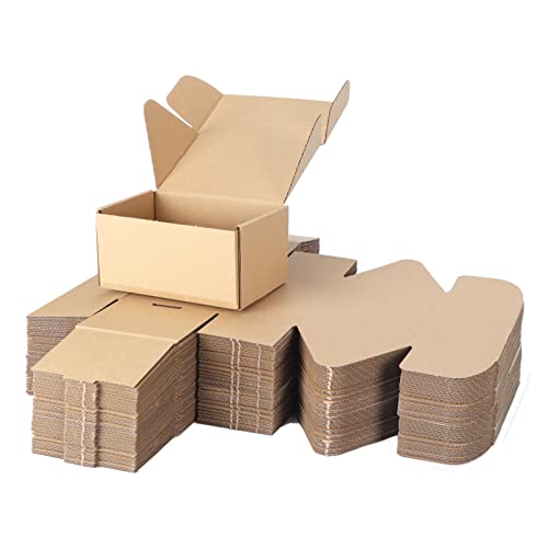 PHAREGE 6x4x3 inch Shipping Boxes Bulk 50 Pack Brown, Tab Lock Tuck Top Mailer Boxes for Packaging Small Business, Small Cardboard Gift Boxes for Wrapping Mailing Present - Image 1