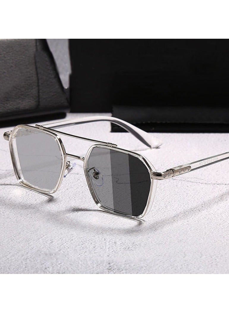 Royal Classic Photosensitive Photochromic Sunglasses Men and Women  Outdoor Sunglasses Polarized Fashionable UV400 Protection Sun Glasses for Men Driving, Fishing, Golfing, Traveling, Gradient Grey Lens - Image 3