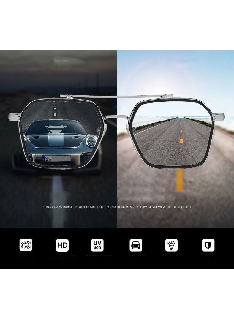 Royal Classic Photosensitive Photochromic Sunglasses Men and Women  Outdoor Sunglasses Polarized Fashionable UV400 Protection Sun Glasses for Men Driving, Fishing, Golfing, Traveling, Gradient Grey Lens - Image 4