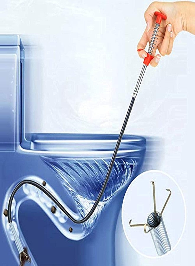 TJ Water Pipe & Sink Cleaner Block Drainage Cleaning Tools Stainless Steel Drain Remover Tool Set, Equipment Drainer Hair Catching Cleaners (Silver) - Image 1