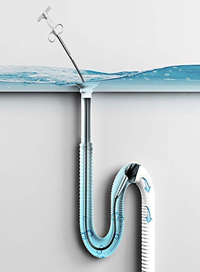 TJ Water Pipe & Sink Cleaner Block Drainage Cleaning Tools Stainless Steel Drain Remover Tool Set, Equipment Drainer Hair Catching Cleaners (Silver) - Image 4