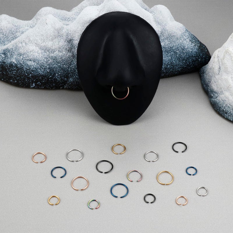 LOYALLOOK 18-24Pcs 20G 316L Stainless Steel Nose Ring Hoop Cartilage Hoop Septum Piercing 6-12mm - Image 5