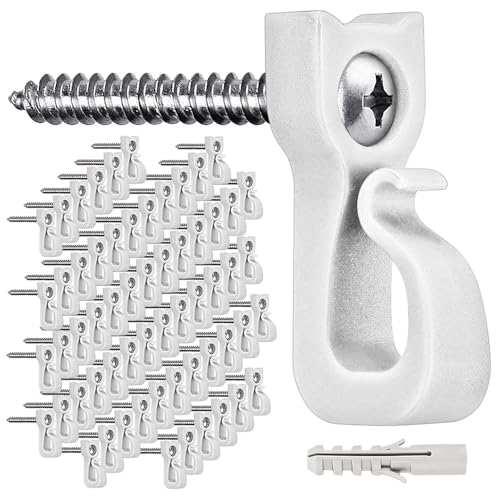 Dolibest Pack of 60 QHanger Home Christmas Lights Hanger Hooks with Phillips Screw for Garage New Year Party Outdoor Easy Release Wire and Fairy Led Lights Widthwise ScrewWhite - Image 1