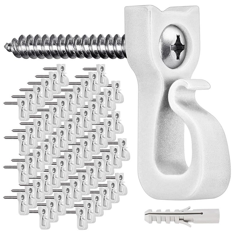 Dolibest Pack of 60 QHanger Home Christmas Lights Hanger Hooks with Phillips Screw for Garage New Year Party Outdoor Easy Release Wire and Fairy Led Lights Widthwise ScrewWhite - Image 2