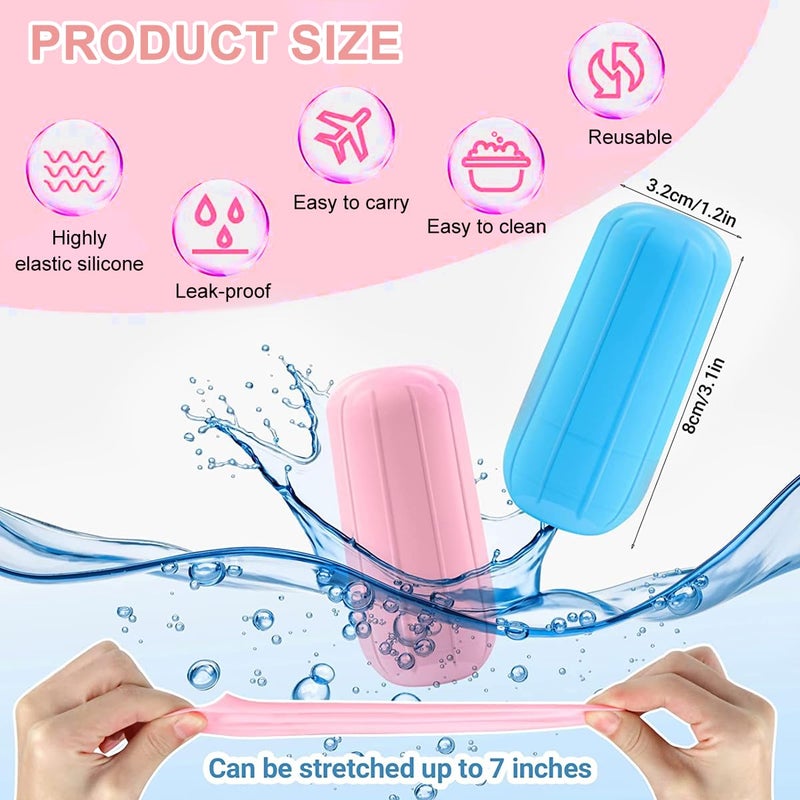 May Create أكمام MAYCREATE® 4 قطع المقاومة للتسرب لزجاجات السفر للمواد التجميلية، أغطية سيليكون قابلة لإعادة الاستخدام، أكمام مرنة مضادة للتسرب لزجاجات الرش للسفر - Image 2
