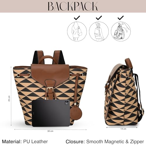 SIBY Smiley Backpack - Waterproof PU, Lightweight Design, 5 Compartments, 2 Card Slots - Ideal for Daily Use and Travel (CREAM) - Image 3