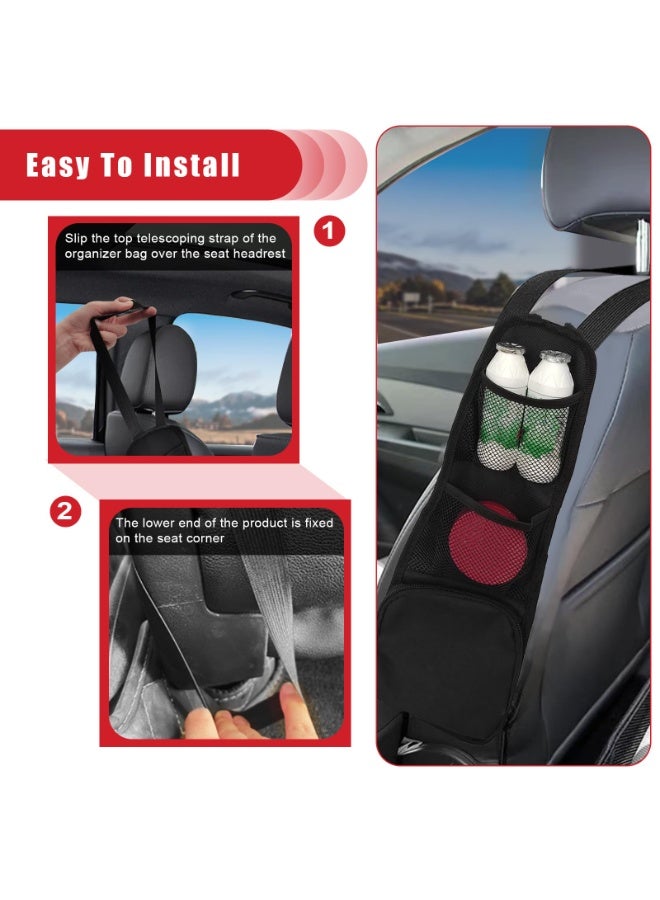 2PCS Car Seat Storage Hanging Bag, Multi-Pocket Seat Side Organizer, Multifunctional Mesh Net Pocket, Can Hold Mobile Phone, Wallet, Glasses, Suitable for Cars, SUVs, Trucks - Image 5