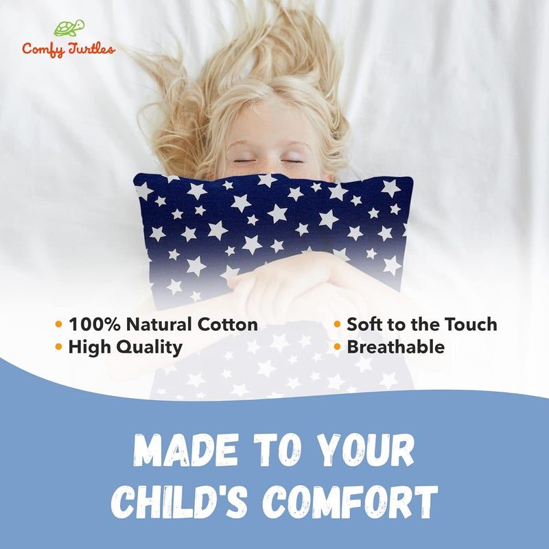 Comfy Turtles Toddler Pillowcase 13x18 - Cotton Toddler Pillowcase Star, Kids Galaxy Pillow Case for Boys, Baby Boy Travel Pillow Case Cover - Navy Blue Stars - Image 4