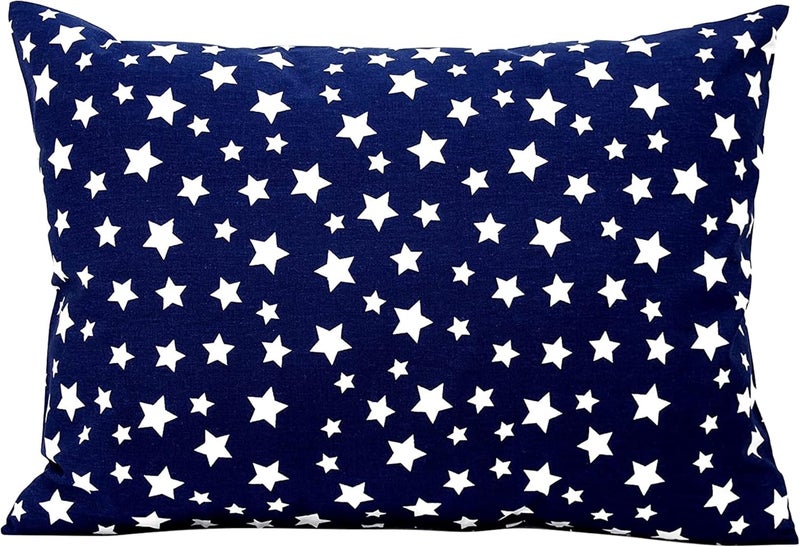 Comfy Turtles Toddler Pillowcase 13x18 - Cotton Toddler Pillowcase Star, Kids Galaxy Pillow Case for Boys, Baby Boy Travel Pillow Case Cover - Navy Blue Stars - Image 1