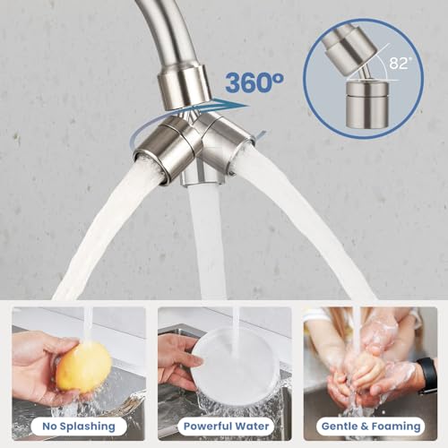 Airuida Wall Mount Kitchen Sink Faucet Wall Mounted Kitchen Faucets 8 Inch Center Double Handles 360 Degree Swivel Spout Restaurant Utility Laundry Commercial Mixer Tap Brushed Nickel - Image 4