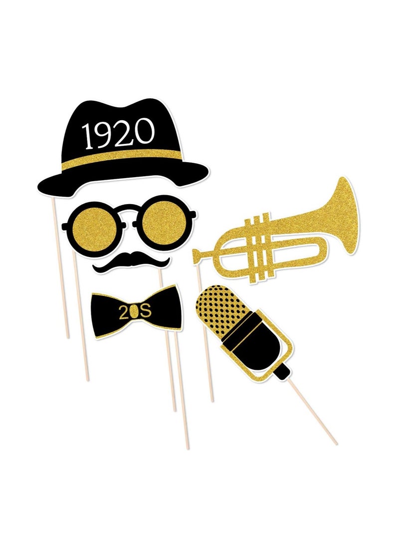 SYOSI - 20PCS 1920s Photo Booth Funny Props, Roaring 20's Party Photo Props with Bamboo Sticks, Creative Party Supplies, Perfect 1920s Themed Birthday Wedding Hollywood Party Decoration Accessories - Image 1